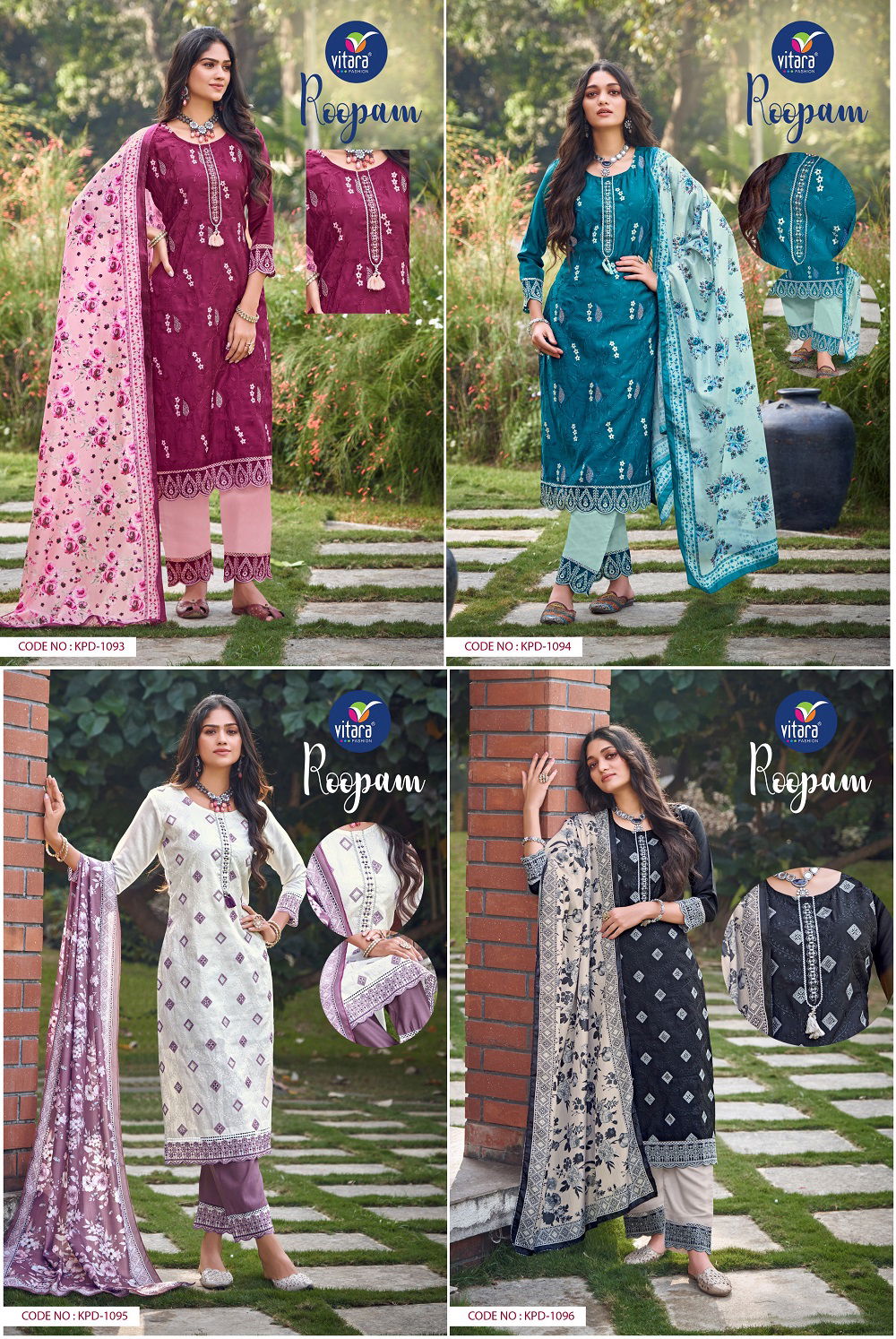 Vitara Roopam Roman Silk Designer Kurti With Bottom Dupatta
